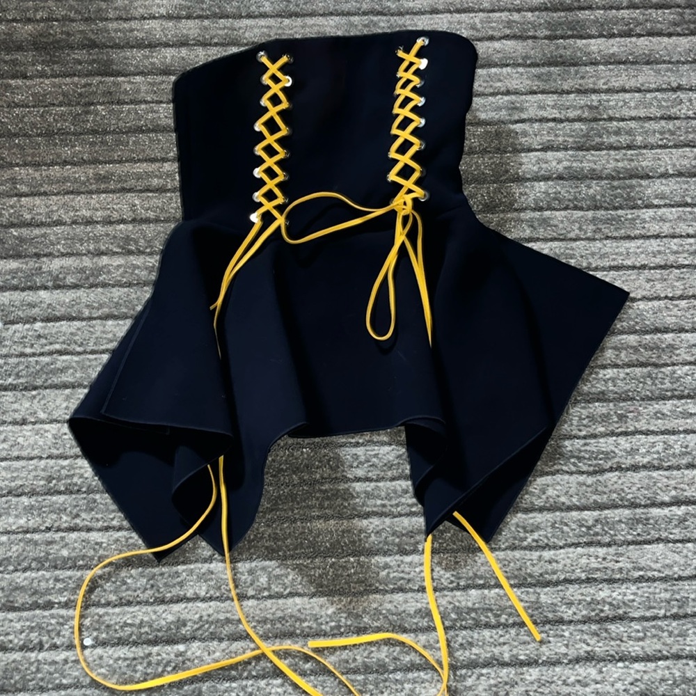 Strapless navy corset/lace up top- small NWT